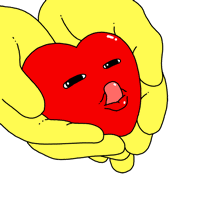 Gif animé coeur dans les mains